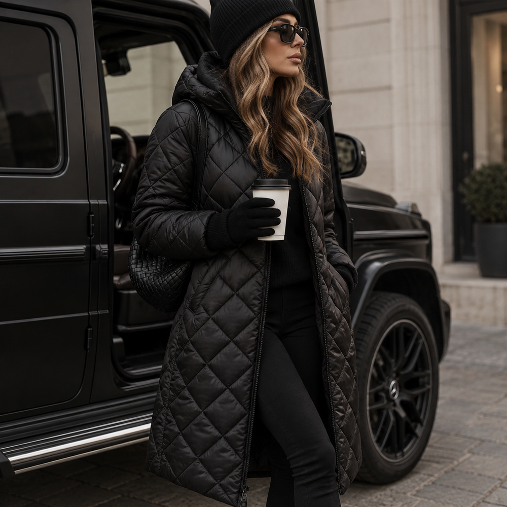 Aurelie | Women's Quilted Long Coat | Hooded - Vellmont & Co.