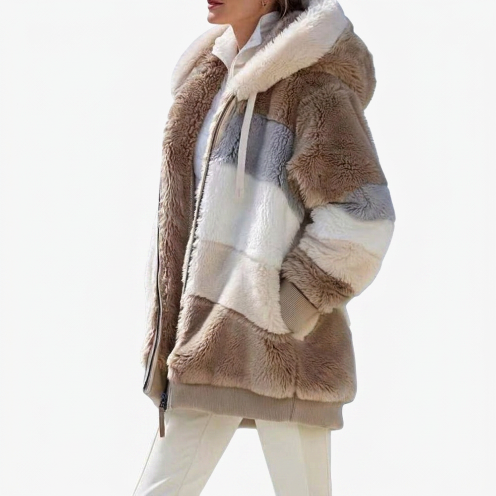 Darcey | Women's Multicolor Puffer Jacket | Faux Fur Hood - Vellmont & Co.