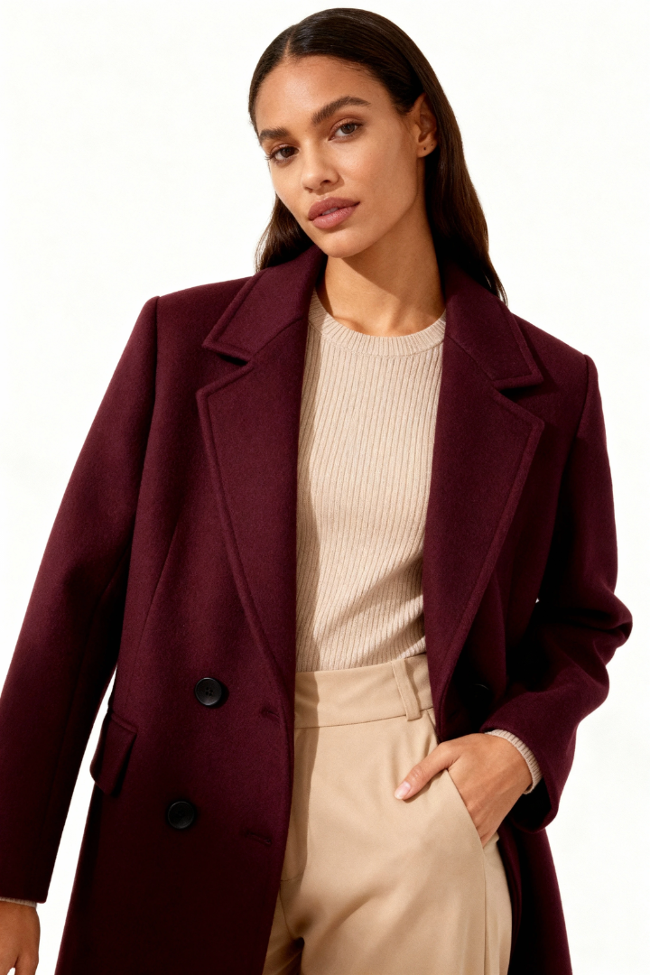 Esme | Women's Double-Breasted Long Coat | Wool Blend - Vellmont & Co.
