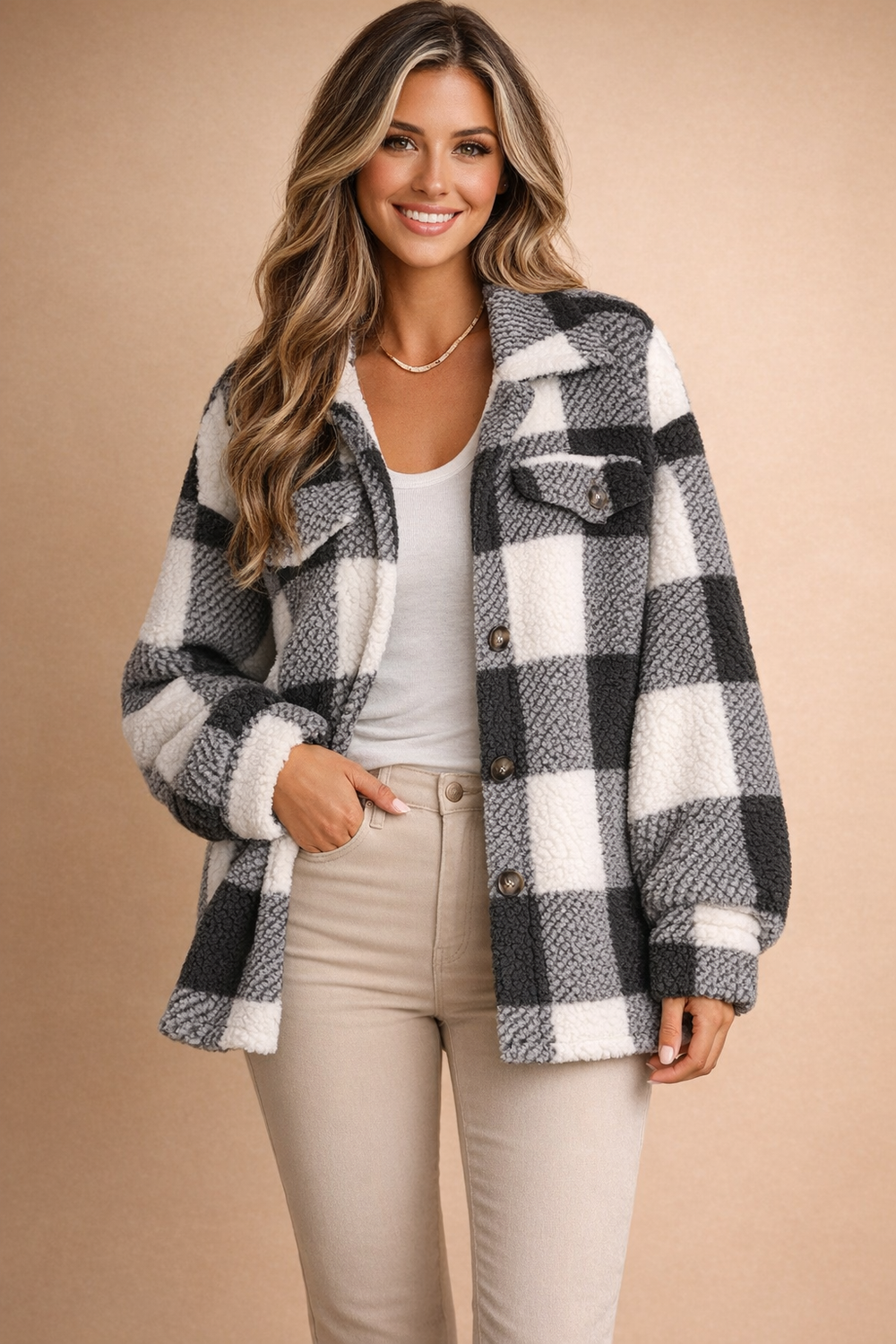 Isla | Women's Plaid Shacket | Button-Front - Vellmont & Co.