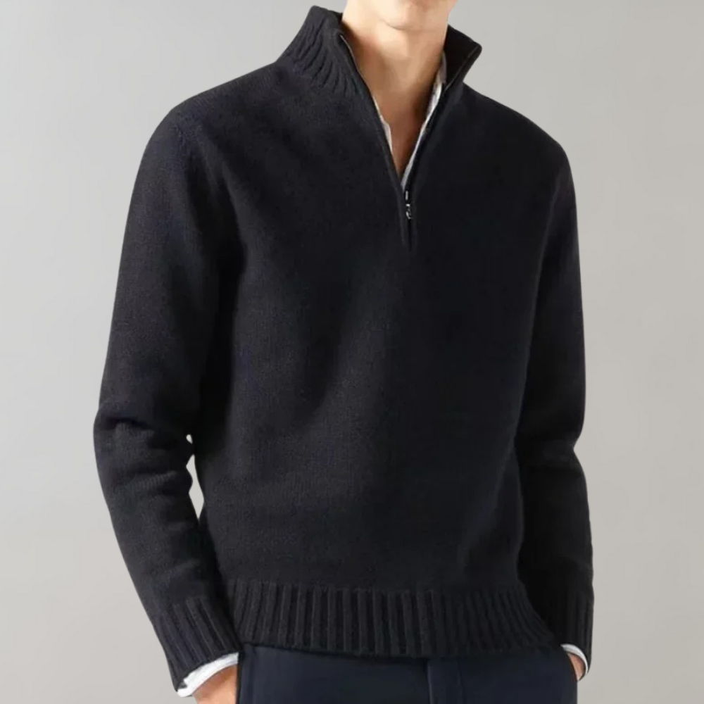 Ryan | Men's Half-Zip Sweater | Ribbed Collar - Vellmont & Co.