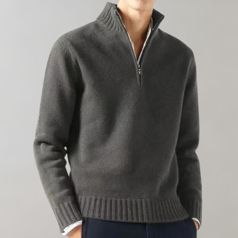 Ryan | Men's Half-Zip Sweater | Ribbed Collar - Vellmont & Co.
