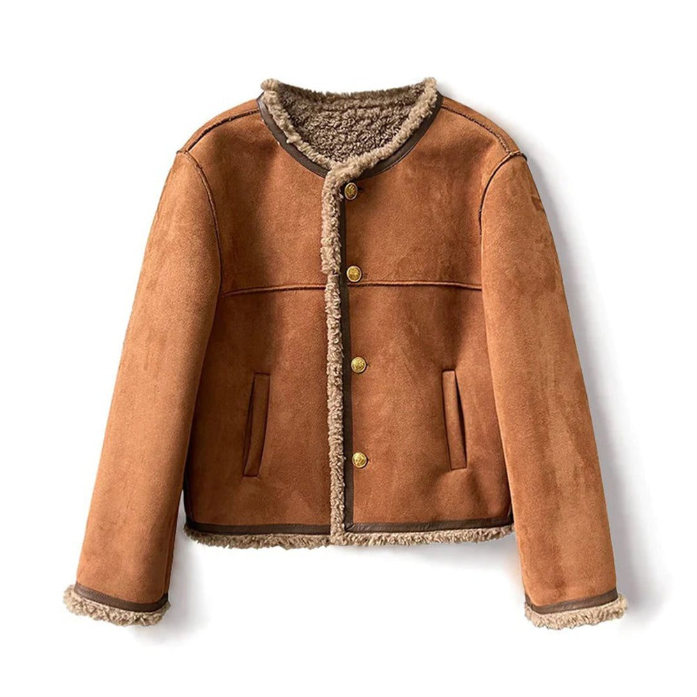Xanthe | Women's Suede Shearling Jacket | Fleece-Lined - Vellmont & Co.